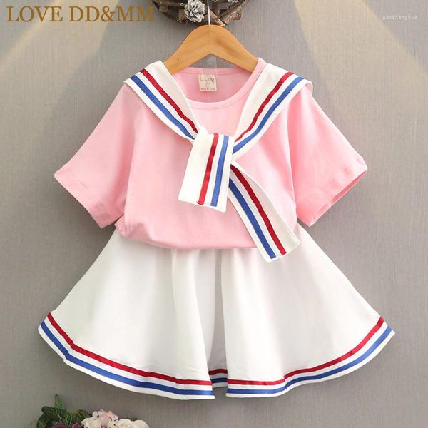 Conjuntos de ropa LOVE DDMM Niñas Verano Niños Moda Rayas Corsage Tops Faldas Traje Ropa de bebé Disfraces Trajes de boutique