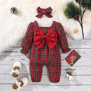 Ensembles de vêtements Belle fête de Noël Petites filles Princesse Printemps Automne Bébé Ensemble à manches longues Romper Jupes Bandeaux Costume pour bébé