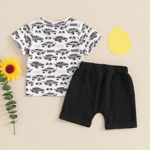 Ensembles de vêtements Lucikamy Toddler Baby Boy Vêtements d'été Summer LETTER PRINT PRINT THRIRTS Shorts élastiques