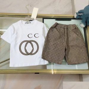 Kleding Sets Luxe Designer Kinder T-shirt Wit Monogram Shortst Mode Brits merk Zomer Childrens Treasures Girls Cotton B Dhmfd