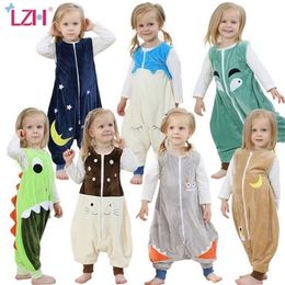 Ensembles de vêtements LZH Automne Hiver Flanelle Sac de couchage Enfant Combinaison Prévenir Kick Quilt Animaux Couverture Dormeurs Enfants Kigurumi Pyjamas à pieds 221103