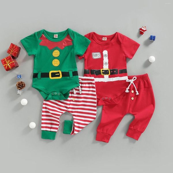 Ensembles de v￪tements Mababy 0-18m Christmas Born Baby Boy Boy Clothes Set Santa Raiper Striped Pantal