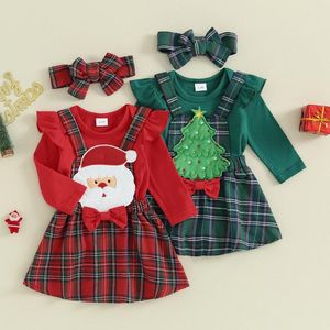 Ensembles de vêtements Mababy 0-18M Noël Né Bébé Fille Vêtements Costumes De Noël Tenues Barboteuses Santa / Jupes D'arbre Bandeau D05