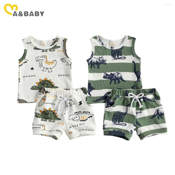 Conjuntos de ropa Mababy 0-24M verano bebé niño dinosaurio ropa niño nacido infantil sin mangas Tops camiseta pantalones cortos trajes