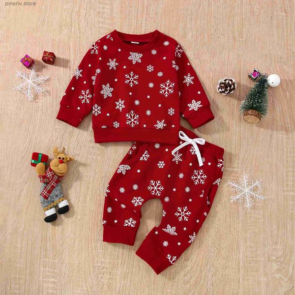 Ensembles de vêtements Ma Baby 0-3Y Noël Nouveau-né Infantile Bébé Filles Garçons Vêtements Ensemble Flocon De Neige Imprimer À Manches Longues Hauts Pantalons Tenues De Noël D01