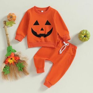 Ensembles de vêtements Mababy 6M-4Y 2024 Halloween bébé garçon vêtements enfant en bas âge infantile costumes tenues à manches longues citrouille-chemise pantalon de poche