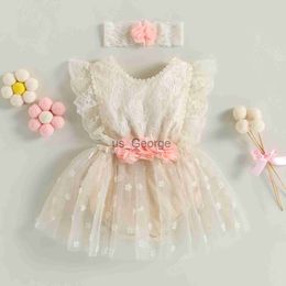 mababy 018M Recién Nacido Bebé Niña Romper Niño Princesa Encaje Floral Mono Sunsuit Playsuit Fiesta de Cumpleaños Ropa D01 J230630