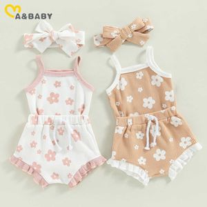 Kledingsets Mababy 018m Pasgeboren baby peuter babymeisjeskleding set ruche bloemen gebreide romper shorts zomer outfits kleding z0321