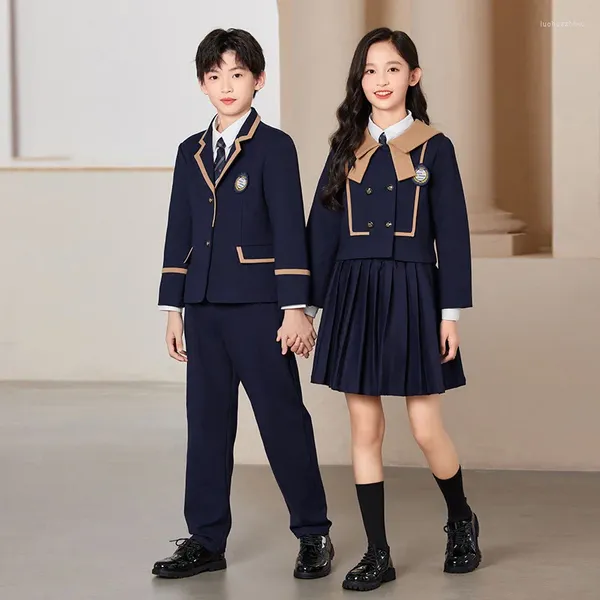 Fabricación de conjuntos de ropa OEM personalizado, venta al por mayor, conjunto de uniformes para niños de primaria, uniformes de jardín de infantes de la Universidad de secundaria