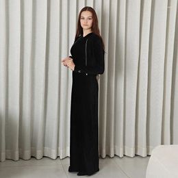 Ensembles de vêtements Maxi 2 robe pour femmes et filles belle velours côtelé perle fermeture éclair haut ensemble noir sans manches hiver dame vêtements XS-XX