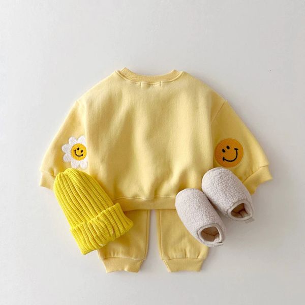 Melario Corée Bébé Garçons Vêtements Ensembles Printemps Automne Coton Vêtements Enfants Sweat Bébé Filles Hauts Pull Pantalon Costumes 2 pièces 230418