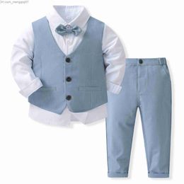 Conjuntos de ropa Ropa de hombre Ropa de hombre Ropa de hombre Primavera otoño Conjuntos de ropa de boutique Chalecos sólidos Ropa formal de algodón para niños Z230717