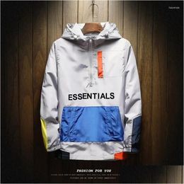 Kleidung Sets Herren Jacken Frühling Herbst Mode Jacke Männer Kroean Lose Fit Mit Kapuze Reißverschluss Taschen Einfarbig Streetwear Ins Super Ottgv