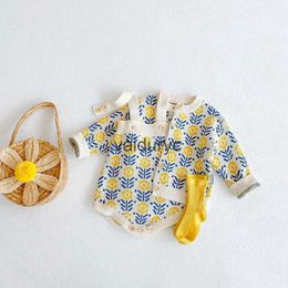 Sets de ropa Milancel Autumn Baby Set Girls Knit Cardigans Bodysuit de flores 2 PCS Traje de ropa H240508