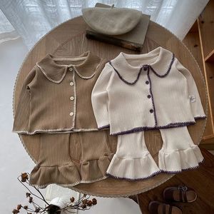 MILANCEL Herfst Ins Stijl Zachte Gebreide Trui Vest Pak Voor Baby Meisjes Contrast Kleur Baby Outfit 231207