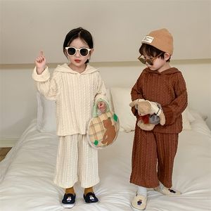 Ensembles de vêtements MILANCEL Automne Enfants Pull à capuche et pantalon large 2 pièces Garçons Costume en tricot Filles 221110