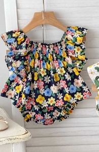 Kledingsets Millennium Summer Baby Girls Set Big Floral Ruffle Tee and Bloomers 2-Piece Girl H240530 J8RT