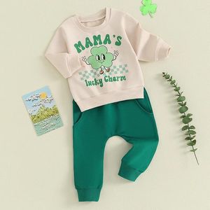 Kledingsets Molgkyo Toddler Baby Boy Valentines Day Outfit Letter Letter PRINT SUIENSSHIRT TOPS SET 2PCS ZUCHTEN Spring Kleding