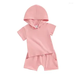 Kledingsets Mubineo Baby Boy Girl Cleren Zomer Outfits Haped Hooded Short Sleeve T Shirts Shorts Knop Poddler Basic Plain Outfit