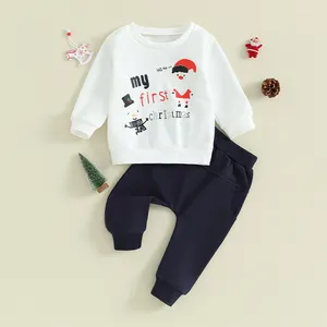 Kleding stelt mijn eerste kerstoutfit voor Toddler Boys Long Sleeve Crew Neck Sweatshirt Elastic Taille Sweatpants Tracksuit