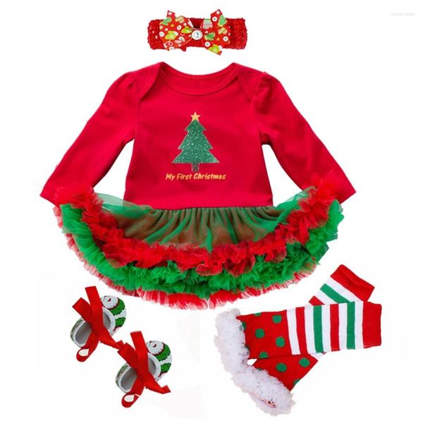 Conjuntos de ropa Mi primer árbol de Navidad Ropa Trajes de niña Vestido para fiesta Infantil Tutu Little Girls Niño Año