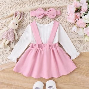 Ensembles de vêtements My First Easter Baby Girl Outfit côtelé à manches longues barboteuse patch jupe vêtements mignons