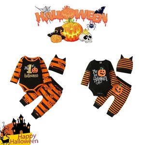 Ensembles de vêtements My First Halloween Vêtements de bébé pour les nés Baby Romper Automne Hiver Garçon / Fille Vêtements à manches longues Infant Halloween Costume Set 220916