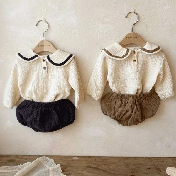 Ensembles de vêtements Style marine enfant en bas âge bébé fille vêtements ensemble coton à manches longues T-shirt PP shorts printemps automne infantile filles costume