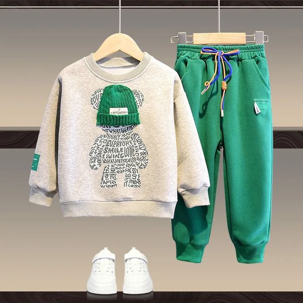 Ensembles de vêtements Nouveau bébé garçon et fille ensemble de vêtements printemps et automne veste à capuche pour enfants haut et pantalon 2 pièces vêtements enfants et adolescents ensemble de vêtements 231124