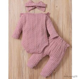Комплекты одежды, новый комплект одежды для маленьких девочек, осенне-зимняя одежда для девочек, розовый цвет с длинными рукавами + штаны, модная детская одежда для младенцев R231028