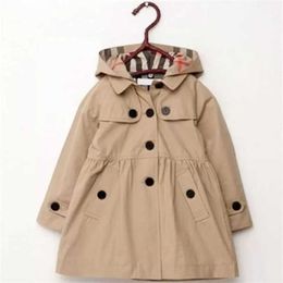 Ensembles de vêtements Nouveau bébé enfant manteau enfants 039s porter fille trench veste automne princesse solide longueur moyenne simple boutonnage coupe-vent manteaux taille hauteur 100 cm-160 cm