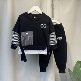 Kleidung Sets Neue Jungen Kinder Streifen Baby Langarm Pullover und Hosen Anzug Sweatshirt Hosen Outfits Kinder Sport 230927