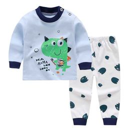 Kleding Sets Nieuwe merkkleding voor babyjongen Pasgeboren broek met lange mouwen Pak Zuigeling Meisje Dinosaurus Komt Outfits L230314