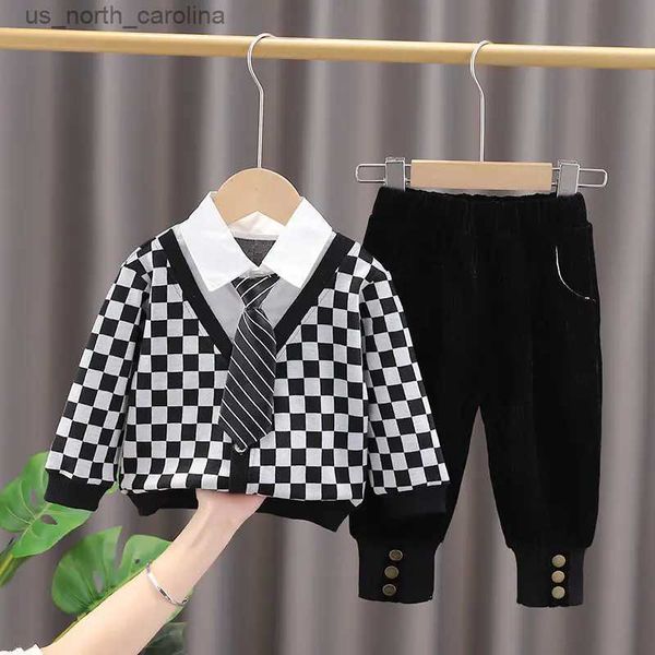 Ensembles de vêtements Nouveaux enfants Vêtements de mode Printemps Automne Bébé Garçon Vêtements Manteau pour bébé Veste T-shirt Pantalon Enfant Costume Casual R231106