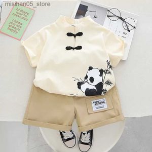 Vêtements Ensemble de nouveaux enfants Vêtements d'été NOUVELLE-NOURN BORDS CHIDRES BORD COURTON CARORS DE CARTON PANDA Shorts Set Q240425