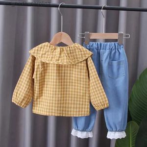 Ensembles de vêtements Nouvelle mode enfants portent des ensembles de vêtements pour filles printemps automne enfants coton T-shirt jean pantalon 2 pièces/ensembles bébé survêtement