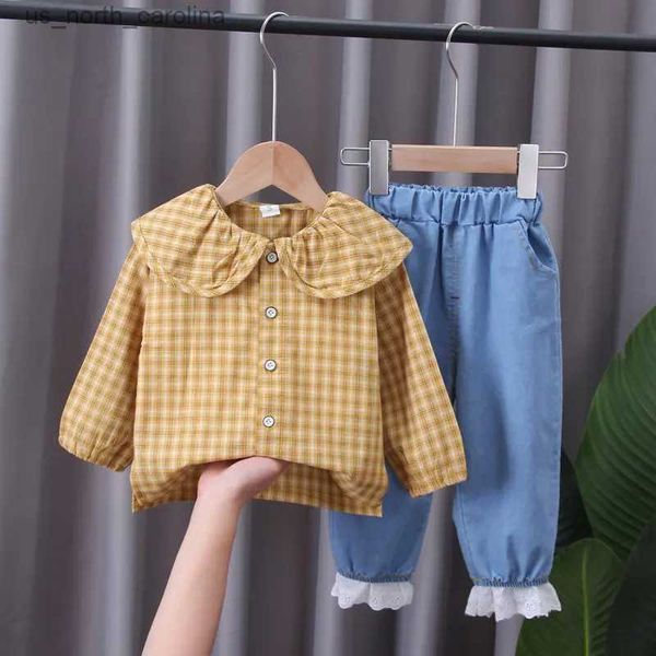 Conjuntos de ropa Nueva moda para niños Ropa para niñas Conjuntos de ropa Primavera Otoño Niños Camiseta de algodón Pantalones vaqueros 2 piezas / conjuntos Chándal para bebé R231106