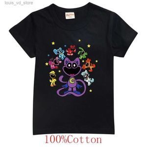 Vêtements Définit un nouveau jeu Souriant Criffes Tshirts Kids 2024 Clothes d'été Boys Cat Nap T-shirt Baby Girls Short Mancheve Tops Childrens Clothing T240415