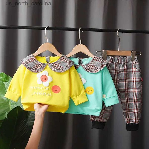 Ensembles de vêtements Nouveau printemps chaud automne enfants filles vêtements costumes mode bébé fleurs complet t-shirt pantalon enfant en bas âge survêtement R231106