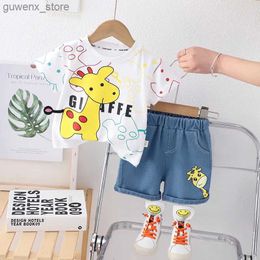 Vêtements ensembles nouveaux vêtements de bébé pour bébés Suit enfants filles filles girafe dessin animé t-shirt short 2pcs / sets