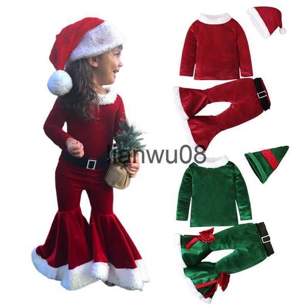 Conjuntos de ropa Año nuevo Disfraz de Navidad Niños Conjuntos de ropa para recién nacidos Tops de lana de invierno Pantalones Sombreros Bebés Niños Niñas Ropa Traje de Papá Noel x0828