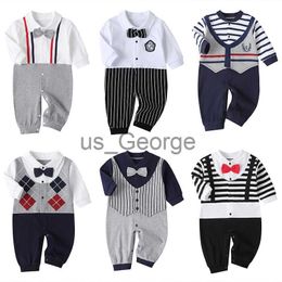 Conjuntos de ropa Bebé recién nacido Niño Niña Romper 2021 Otoño Manga larga Pajarita Estilo Bebe Ropa Pequeño hombre gentil Pingüino Bebé infantil Monos J230630