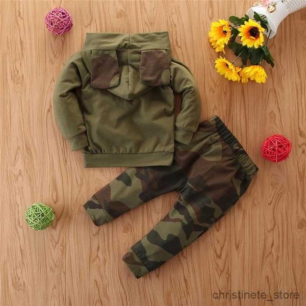 Conjuntos de ropa para recién nacidos, camiseta verde militar de manga larga para bebés y niñas, camisetas con capucha, ropa para bebés y niños R231127