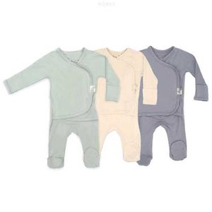 Ensembles de vêtements nouveau-né bébé vêtements enfants tissu naturel uni solide manches longues body coton bio automne Bundle Footie