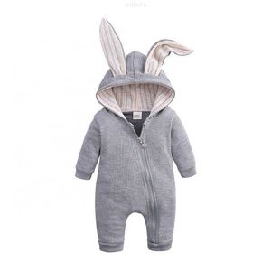 Ensembles de vêtements vêtements de bébé nouveau-né avec grandes oreilles de lapin une pièce à capuche fermeture éclair Ins commerce extérieur offre spéciale