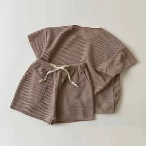 Kledingsets pasgeboren babymeisjes en jongenspak voor lente zomer grils bogen set nieuwe schattige overalls kleding H240530 v0o5