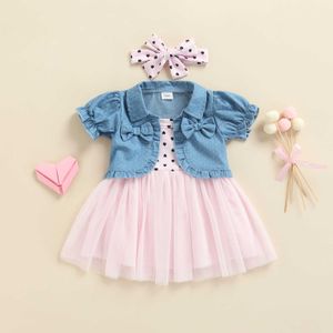 Ensembles de vêtements pour bébés filles, vêtements d'été, robe Tutu en Tulle sans manches, veste à manches courtes et bandeau, 3 pièces