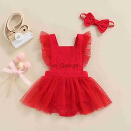 Kleding Sets Pasgeboren Baby Zomer Kleding Baby Kleding voor Meisje Rode Kant Mouwloze Bebe Romper Jumpsuit Baby Romper 018 Maanden J230630