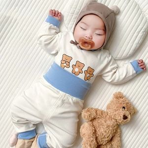 Ensembles de vêtements Nouveau-né bébé sous-vêtements ensemble pur coton bébé garçon à manches longues ensemble mignon bébé vêtements deux pièces pyjamas 231114