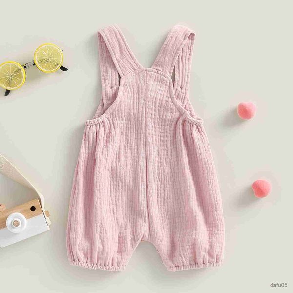 Conjuntos de ropa recién nacidos infantiles para niñas para niñas tirantes de chicas jumpsuits de algodón muselina sin mangas para bebés ropa de verano r230815